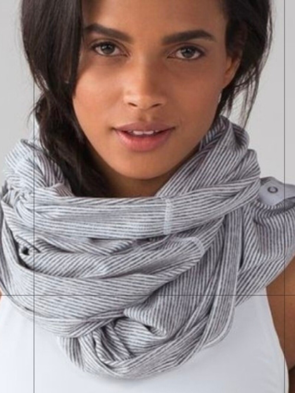 Lululemon Vinyasa Scarf -  Grey/Black Stripe -  Snap Wrap Shawl